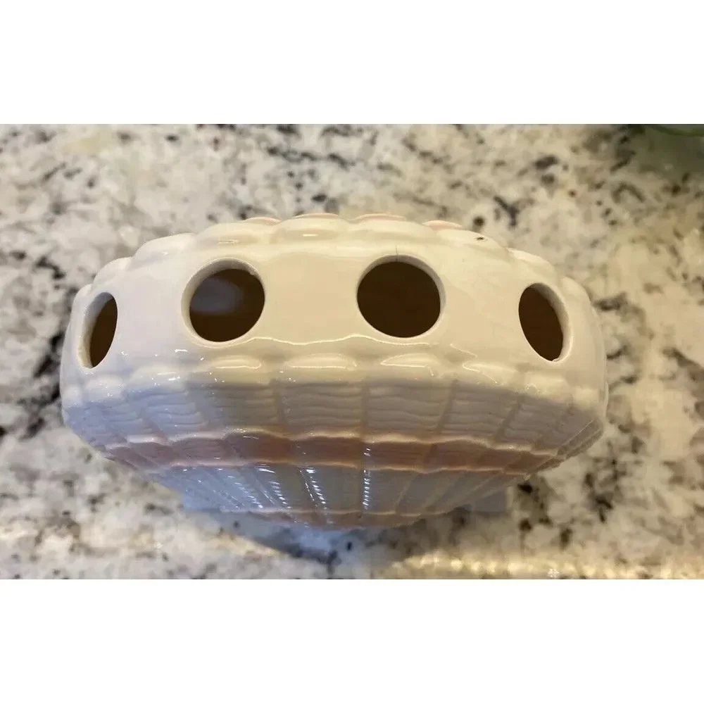 Vintage Otagiri Ceramic Bathroom Toothbrush Holder Soap Dish Tumbler Beach Shell